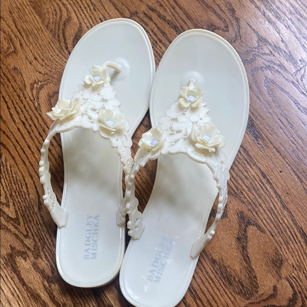 Badgley Mischka Cream Floral Sandals